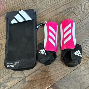Adidas White and Pink Soccer Shin Guards